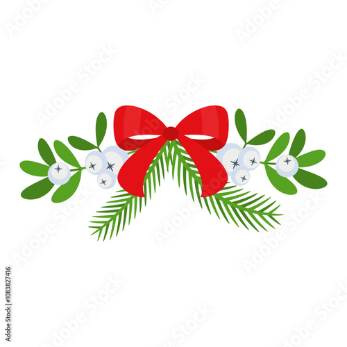 Christmas wreath design element. Winter holiday decoration.