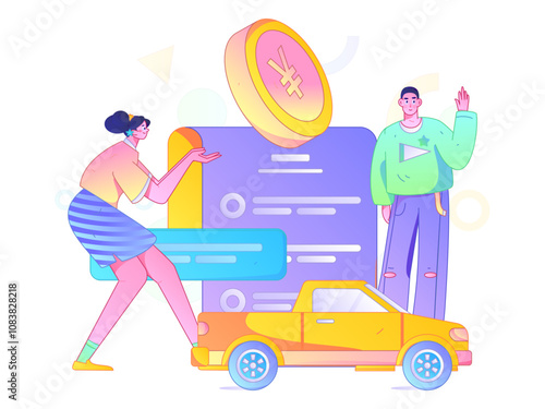 Buy insurance for car flat character vector concept operation illustration
