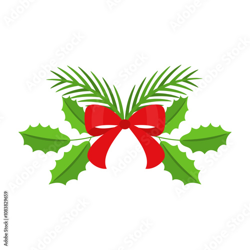 Christmas wreath design element. Winter holiday decoration.