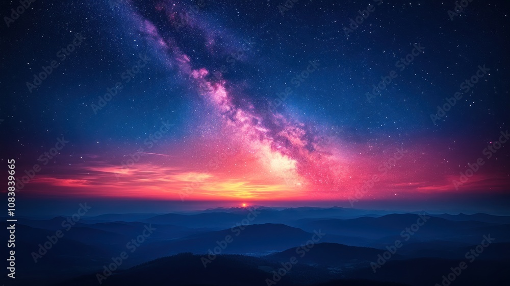Obraz premium Milky Way Over Mountains