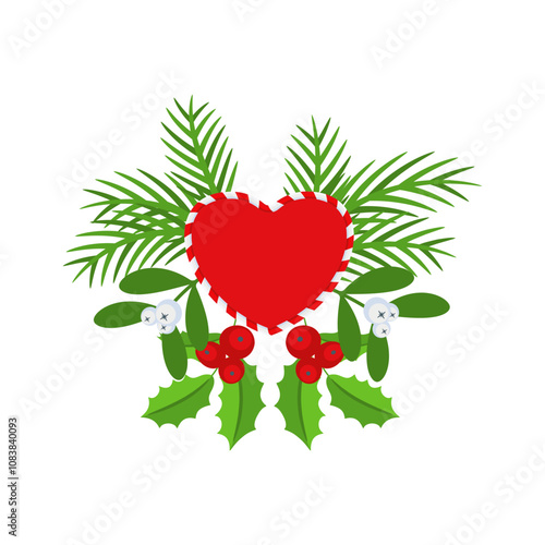 Christmas wreath design element. Winter holiday decoration.