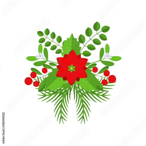 Christmas wreath design element. Winter holiday decoration.