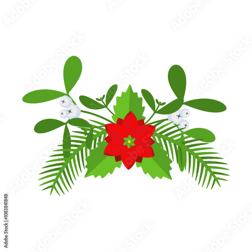 Christmas wreath design element. Winter holiday decoration.