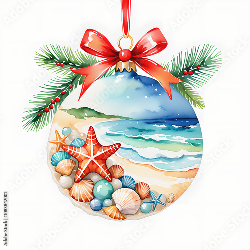 Coastal Seashell Christmas Bauble: A Beachcomber's Delight photo