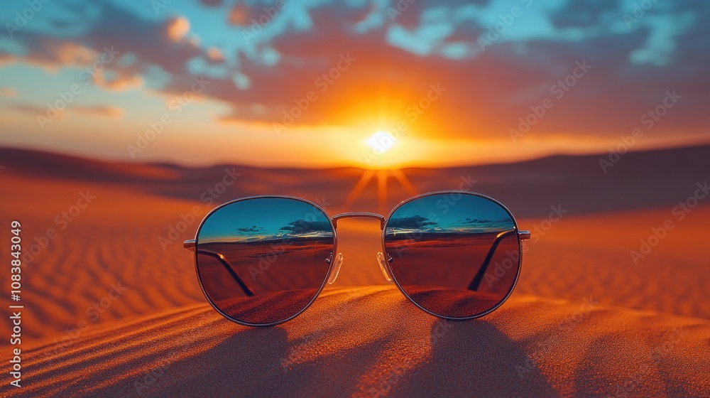 custom made wallpaper toronto digitalSunglasses reflecting desert sunset.