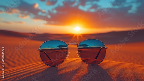 Wallpaper Mural Sunglasses reflecting desert sunset. Torontodigital.ca