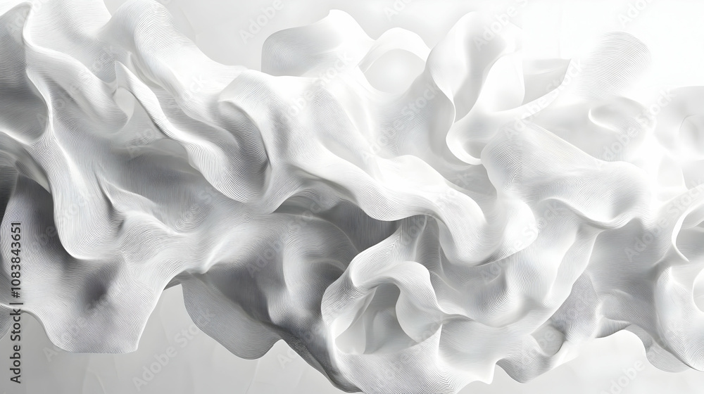 Obraz premium Abstract White 3D Wave Background Illustration