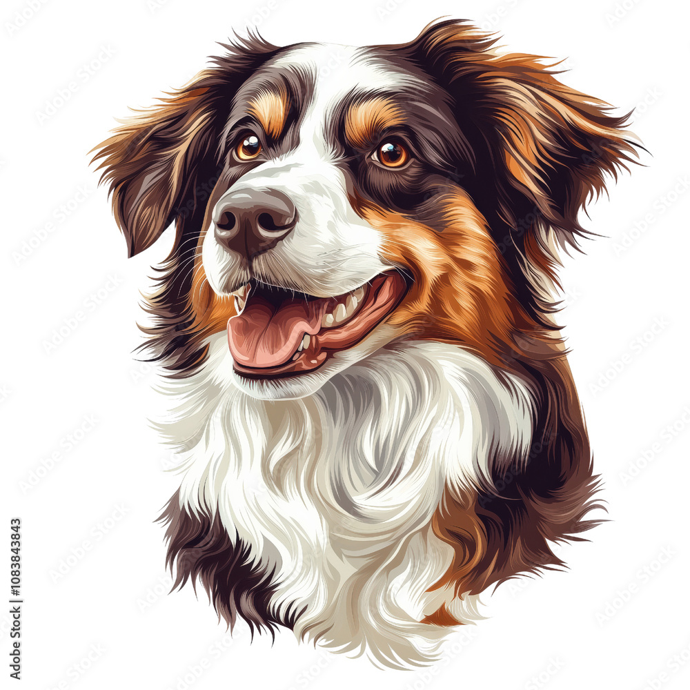Fototapeta premium Cute fluffy dog in a digital drawing style