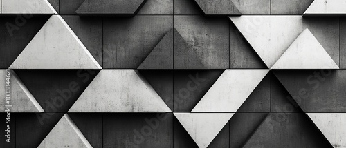 Wallpaper Mural Modern geometric wall design featuring contrasting black and white triangular patterns in a minimalist style Torontodigital.ca