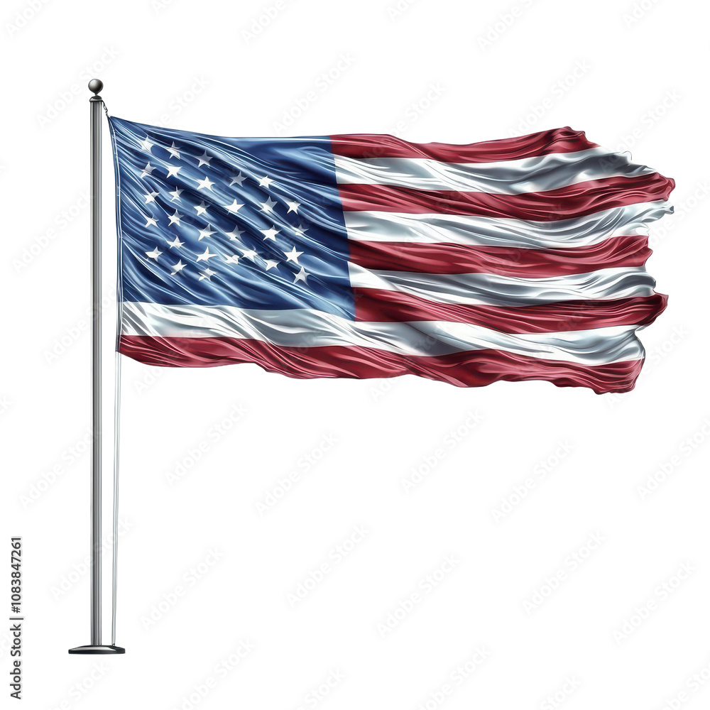 Obraz premium Waving American Flag USA Flag Stars and Stripes Patriotic Symbol National Flag American on transparent background
