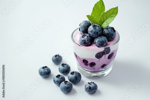 Heidelbeeren Dessert Blaubeeren Frisch Joghurt Glas Superfood Obst Lebensmittel Fotografie Vitamine Antioxidantien Gesundheit Natürlich Süß Saftig Kreative Anordnung Gourmet Fruchttextur Genuss photo