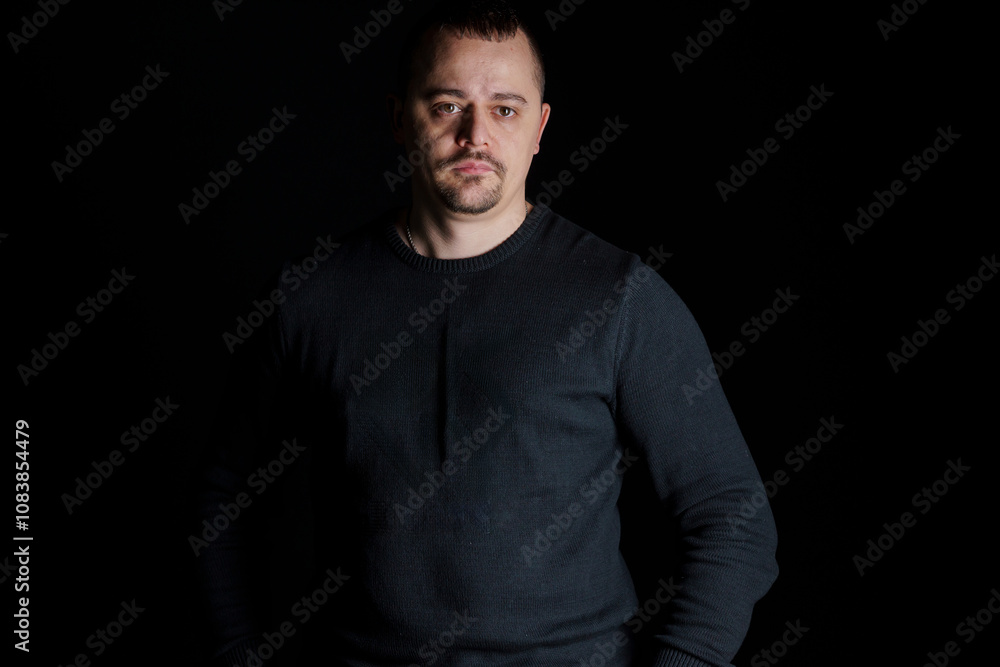Fototapeta premium Portrait of a Man in Low-Key Lighting