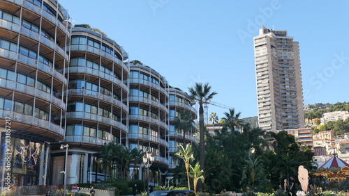 Monaco, facade of the new residential quarter of One, magnificent apartments, a foot zone with a large number magnificent branded shops and restaurants, place Casino