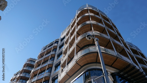 Monaco, facade of the new residential quarter of One, magnificent apartments, a foot zone with a large number magnificent branded shops and restaurants, place Casino