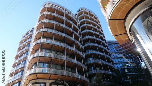 Monaco, facade of the new residential quarter of One, magnificent apartments, a foot zone with a large number magnificent branded shops and restaurants, place Casino