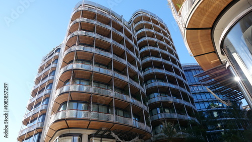 Monaco, facade of the new residential quarter of One, magnificent apartments, a foot zone with a large number magnificent branded shops and restaurants, place Casino