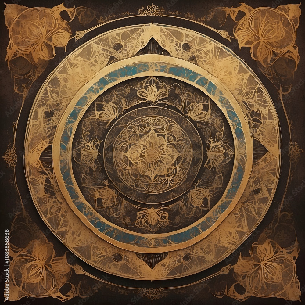 Naklejka premium Spirituelles Mandala - Meditativ - Sepia