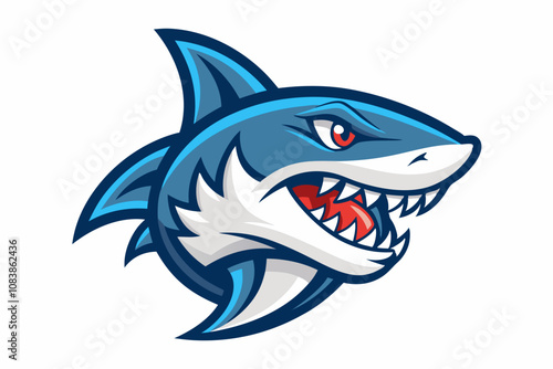 Shark Head Vector Illustration, Shark Mascot Logo with White Background