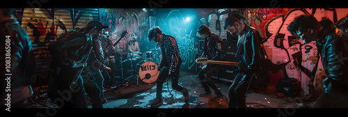 Wallpaper Mural Truly-Immersive Snapshot of an Underground Punk Rock Oi Genre Concert in an Urban Locale Torontodigital.ca