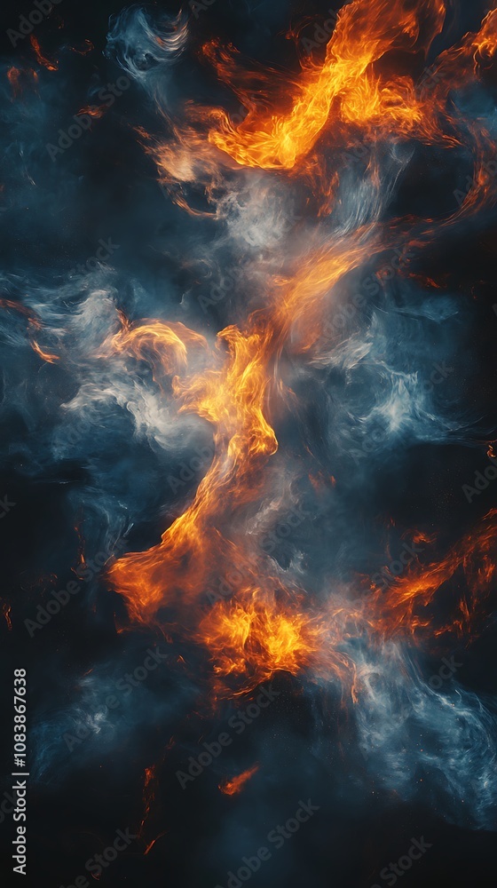 Fototapeta premium Abstract fire and water elements fused into a stunning wallpaper.