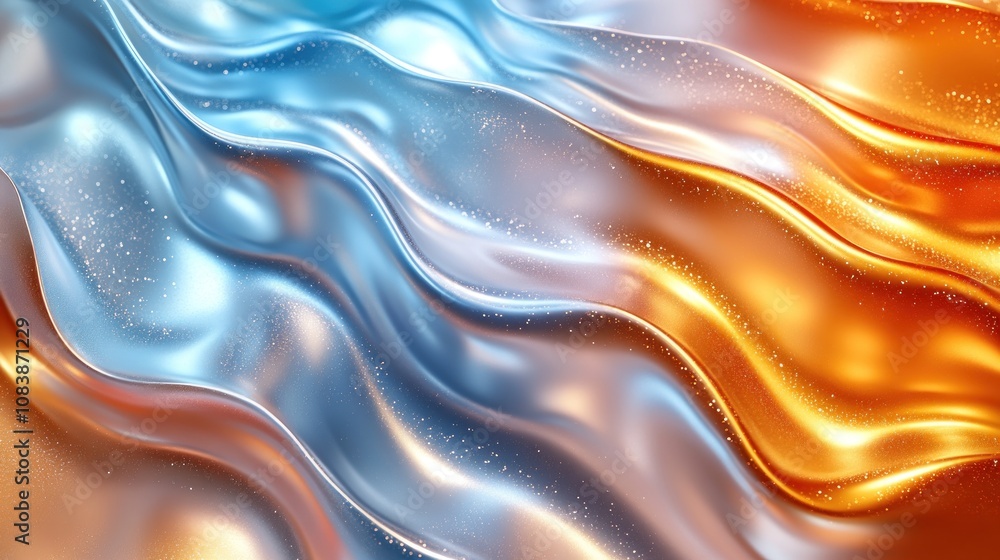 Fototapeta premium Abstract Blue and Orange Wavy Background