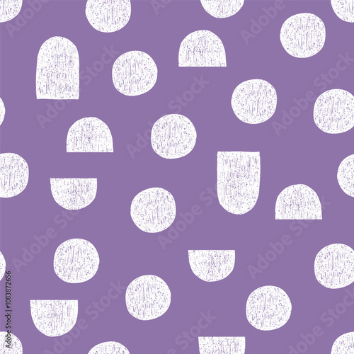 Purple samless pattern with white textured shapes photo