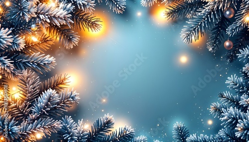 Wallpaper Mural Christmas background of spruce, fir tree, pine and toys on a white background. New Year background. Christmas banner	 Torontodigital.ca