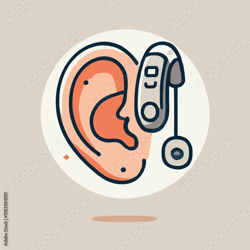 illustration of an ear with a hearing aid celebrating National Audiology Awareness Month