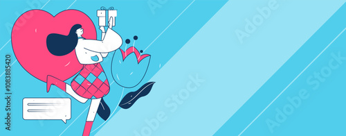 Happy Valentine's Day flat character vector concept business hand drawn illustration
