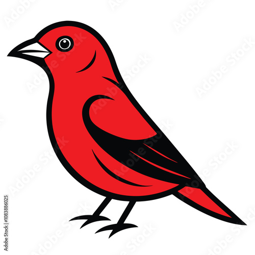 Solid color Hepatic Tanager (Red Tanager) animal vector design