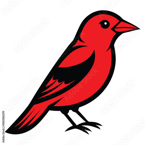 Solid color Hepatic Tanager (Red Tanager) animal vector design