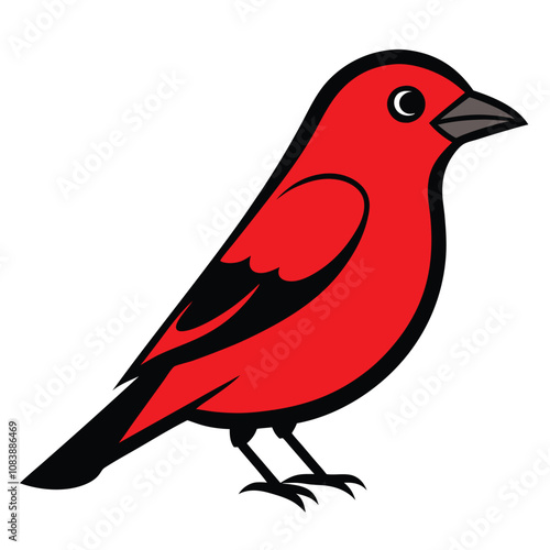 Solid color Hepatic Tanager (Red Tanager) animal vector design