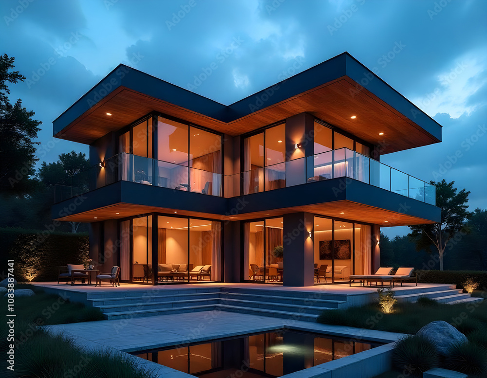 Fototapeta premium luxury home in the evening
