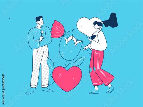 Happy Valentine's Day flat character vector concept business hand drawn illustration
