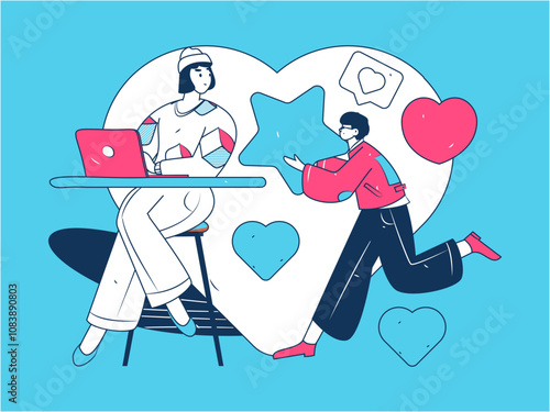 Happy Valentine's Day flat character vector concept business hand drawn illustration
