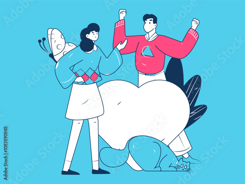 Happy Valentine's Day flat character vector concept business hand drawn illustration
