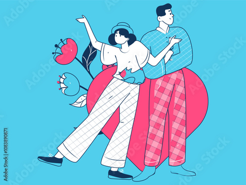 Happy Valentine's Day flat character vector concept business hand drawn illustration
