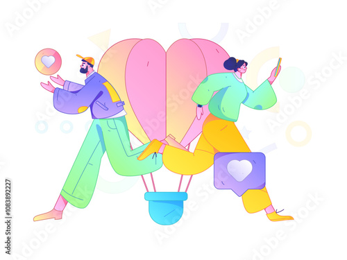 Happy Valentine's Day flat character vector concept business hand drawn illustration
