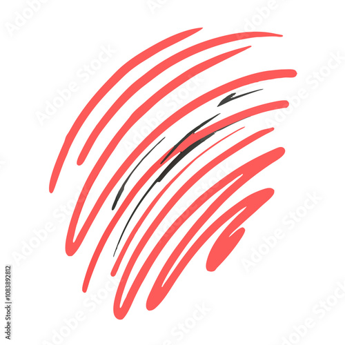 Stylized blurred stroke icon in coral and black on a white background