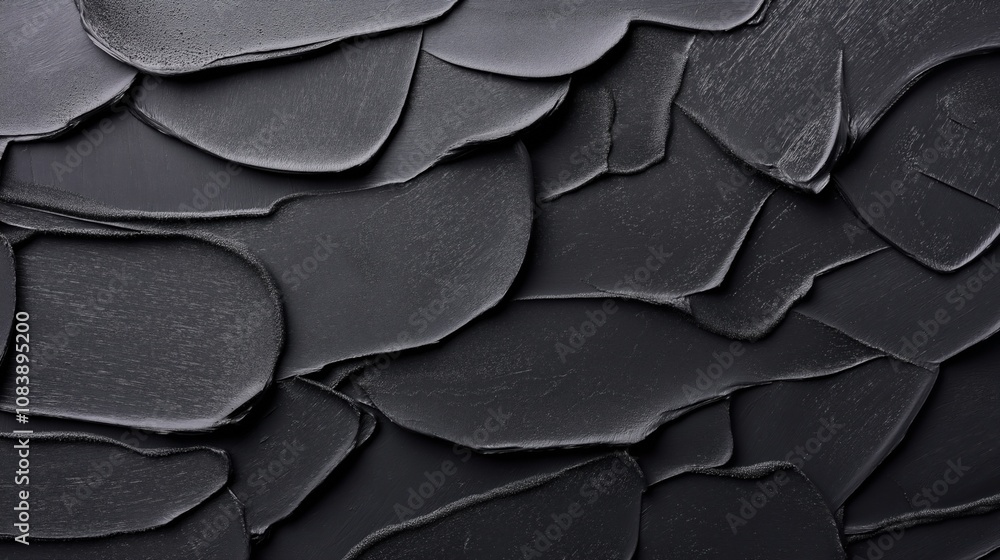 Obraz premium Close-up of layered black textured surface resembling abstract artistic brushstrokes or paint swatches