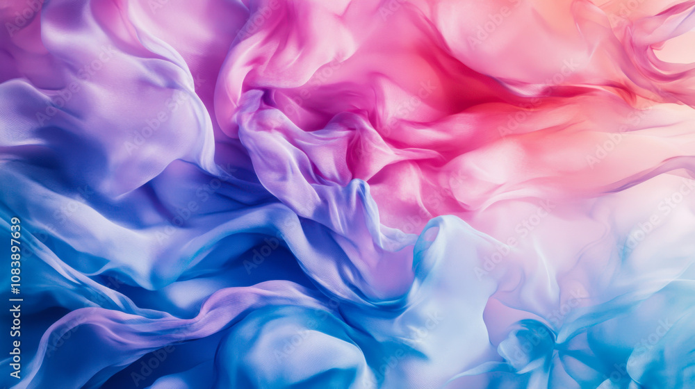 Fototapeta premium Colorful abstract swirling patterns of pink, purple, and blue create a dreamy effect in a soft, flowing design