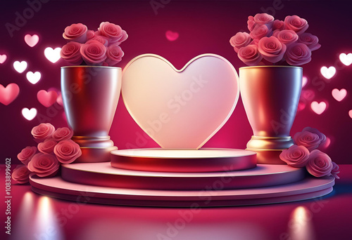 hearts and podium valentine  background