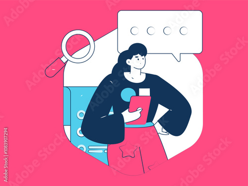 Flat vector illustration of business people operating work scene
