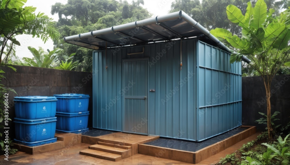 Obraz premium Rainwater harvesting systems made from recycled materials