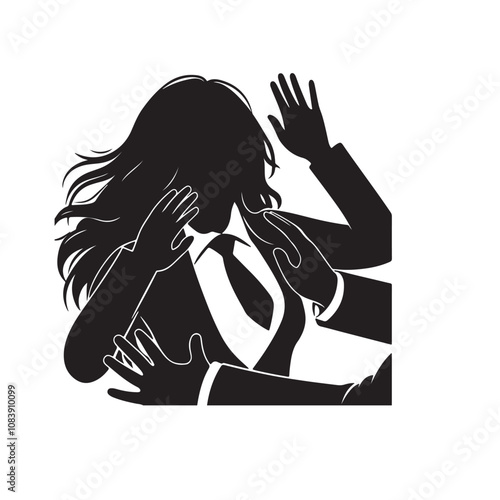 Women harassment silhouette vector. victim of sexual violence concept vector design. Stop violence against women vector design.  