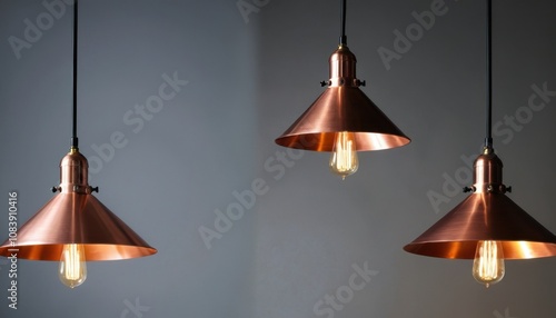 Sustainable lighting fixtures crafted from reclaimed copper  photo