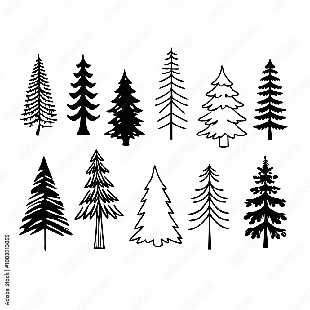 Obraz premium Christmas Tree silhouette, tree silhouette , christmas tree silhouette vector, christmas tree