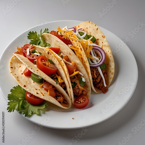 Delicious Tacos with cheese tomato fried Served with fresh vegetables