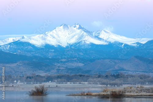 A Snow Capped Longs Peak Mountain Morning