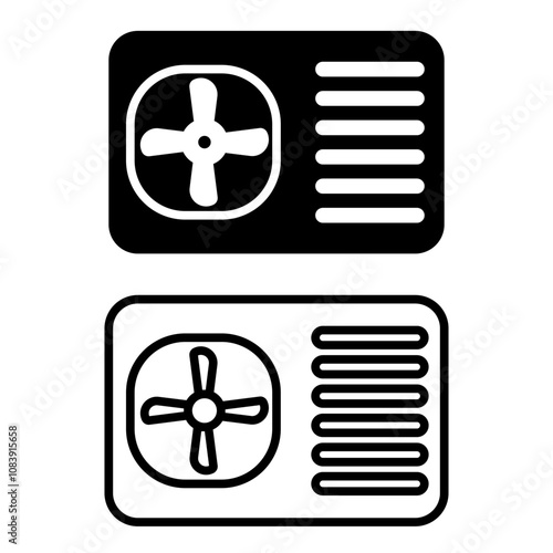 Air source heat pump pixel perfect linear icon. Heating and cooling appliance. Device for home and office. Thin line illustration. Contour symbol. Vector outline drawing. Editable stroke